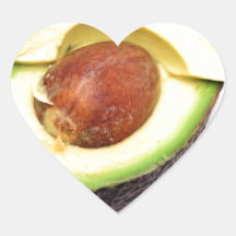 Sliced Open Avocado Heart Stickers