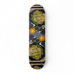 Sliced orange and lettuce salad skateboard deck