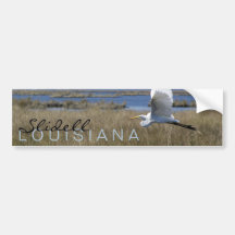 "Slidell, Louisiana" egret bumper sticker