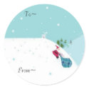 Sliding Santa tags stickers