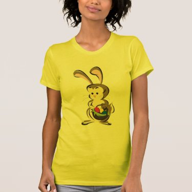 Slightly bemused Easter Bunny and basket of eggs Tees