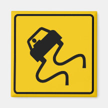 Slippery When Wet Highway Sign Fridge Magnets