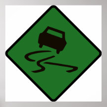 Slippery When Wet Road Traffic sign Australia Car Posters