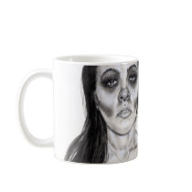 artsprojekt, nichole, camarillo, nichole camarillo, nicholecamarillo.com, art, artist, fine art, mexican art, mexican, mexico, paint, painting, illustration, design, woman, female, mug, cup, coffee, coffee mug, coffee cup, beverages, drinks, gifts, collectibles, nicholecamarillo com, office humor, black and white, black and white art, sketchbook project, skull, skull art, portrait of woman, dia de los muertos art, artistic portrait, cross, whiskey neat, New York City, whisky neat, Mug with custom graphic design