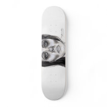 artsprojekt, skate, skateboard, board, deck, custom board, sports, extreme sports, black and white, sketchbook project, black and white art, portrait of woman, artistic portrait, nichole, camarillo, nichole camarillo, nicholecamarillo.com, art, artist, fine art, mexican art, mexican, mexico, paint, painting, illustration, design, woman, female, skateboarding, skull, skull art, dia de los muertos art, cross, halloween, unmarried woman, time travel, widow woman, paranormal, shikse, Skateboard with custom graphic design