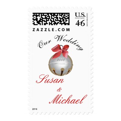 Sliver Sleigh Bell Wedding Postage Stamps by SweetRascal