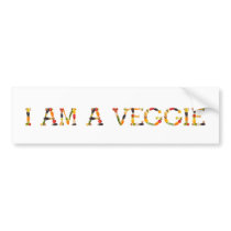 Slogan "i am a veggie" with fruits and vegetables bumper sticker