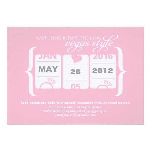 Slot Machine Bachelorette Party in Vegas Personalized Invitation (front side)