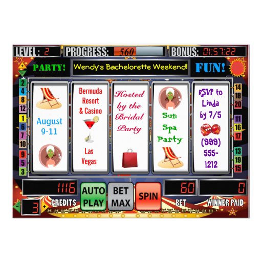 Slot Machine Vegas Bachelorette Weekend Invites