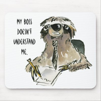 Sloth at Work Cartoon Mousepad by zooogle