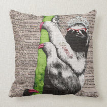 Sloth Beauty Queen Throw Pillow pillows