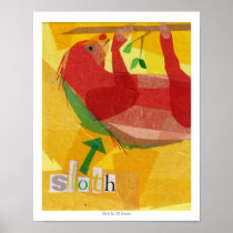 Sloth Critter Collage Print