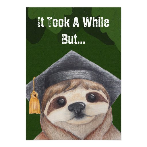 Sloth Graduation Invitation