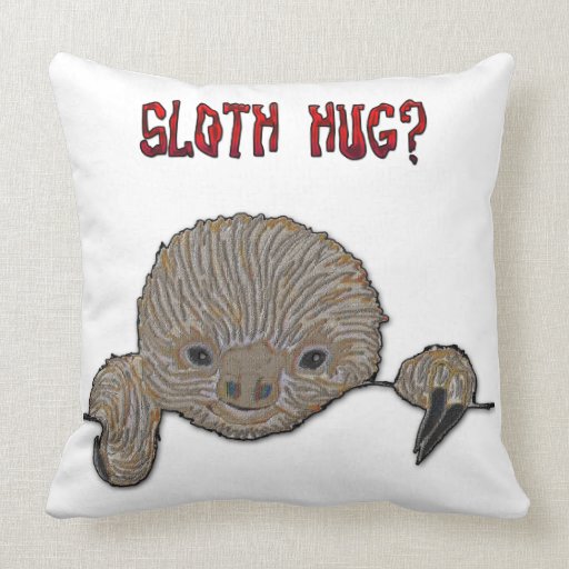 sloth hugging pillow