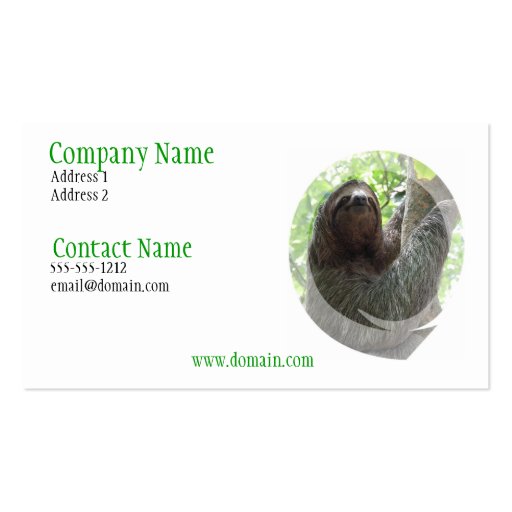Sloth Photo Design Business Card (front side)