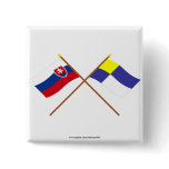 Slovakia and Bratislava Crossed Flags Pinback Buttons