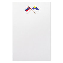 Slovakia and Bratislava Crossed Flags Stationery Paper