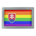 slovakia country gay proud rainbow flag rectangular belt buckle