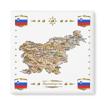 Slovenia Map + Flags Magnet