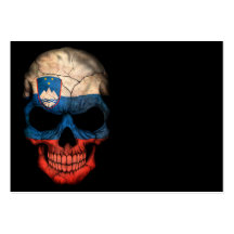 Slovenian Flag Skull on Black Business Card Template