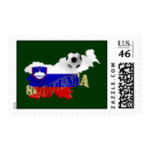 Slovenian Soccer flag Map of Slovenia Stamps