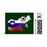 Slovenian Soccer flag Map of Slovenia postage