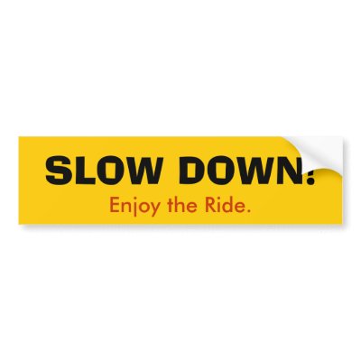 SLOW DOWN! Bumper Sticker by godsays