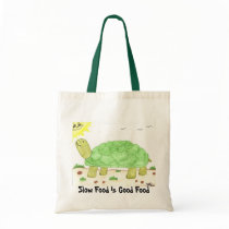 Slow Food is Good Food turtle tote bag