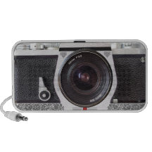 SLR Camera With Scroll On Chrome Metal Loudspeaker