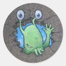 Sluggo breaks through round stickers