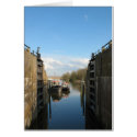 Sluice with boats in Friesland, Holland Card
