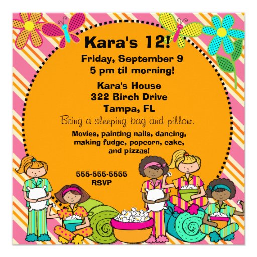 Slumber Party Birthday Customized Invites