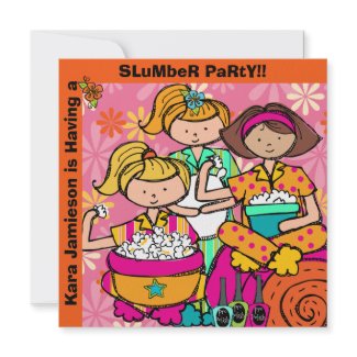 Slumber Party Birthday Customized Invites invitation