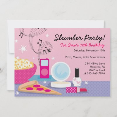 Slumber Party Invitations on Slumber Party  Sleepover  Pajama Party  Birthday Invitations For Girls