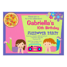 Slumber Party Fun Birthday Invitation