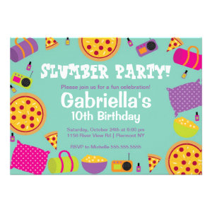 Slumber Party Fun Birthday Invitation