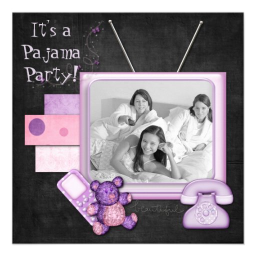 Slumber Party Fun Times Custom Announcements (front side)