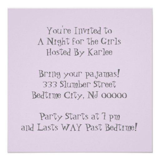 Slumber Party Fun Times Custom Announcements
