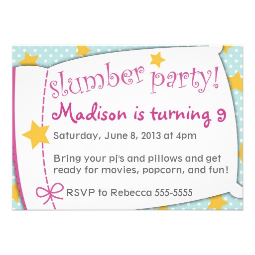Slumber Party Invitation (front side)