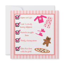 Slumber Party Pajamas Slippers Checklist Personalized Invites