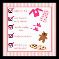 Slumber Party Pajamas Slippers Checklist invitations