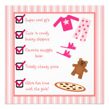 Slumber Party Pajamas Slippers Checklist Personalized Invites