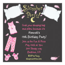 Slumber Party Pillow Fight Birthday Invitation