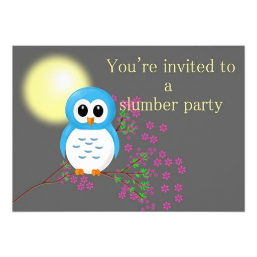 Slumber Party with Night Owl Custom Invitations