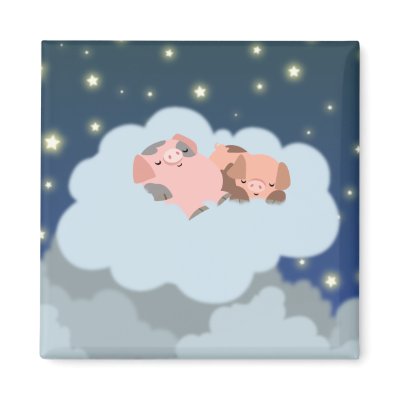 Slumbering Piglets cartoon magnet by Lioness_Graphics