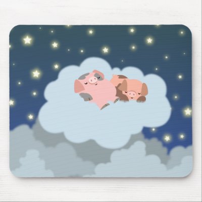 Slumbering Piglets cartoon mousepad by Lioness_Graphics