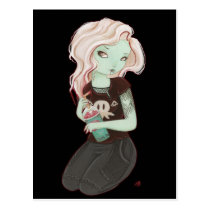 Slushieee - Zombie Goth girl postcard postcards