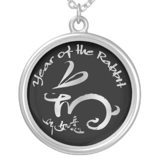 Slvr / blk Year of the Rabbit Chinese New Year necklace