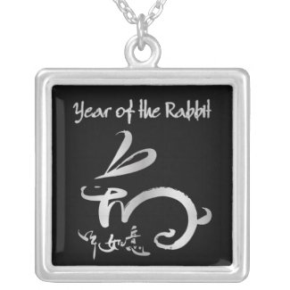 Slvr / blk Year of the Rabbit Chinese New Year necklace