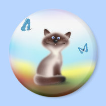 Sly Cat & Butterflies magnets